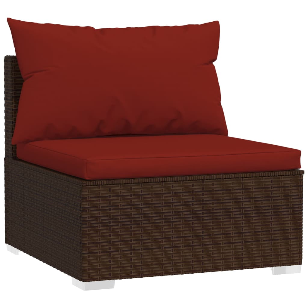 12 Piece Patio Lounge Set with Cushions Brown Poly Rattan