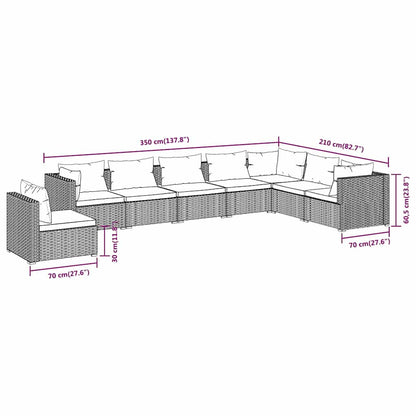 8 Piece Patio Lounge Set with Cushions Poly Rattan Black
