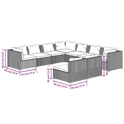 9 Piece Patio Lounge Set with Cushions Brown Poly Rattan