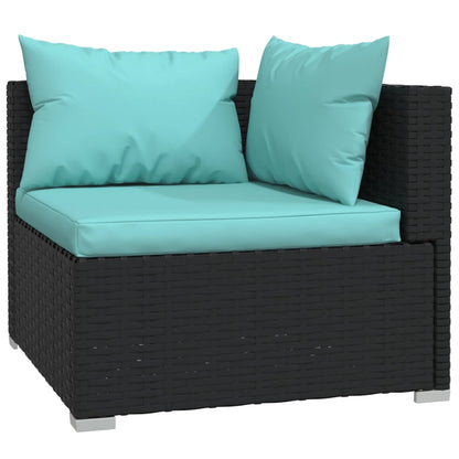 8 Piece Patio Lounge Set with Cushions Poly Rattan Black