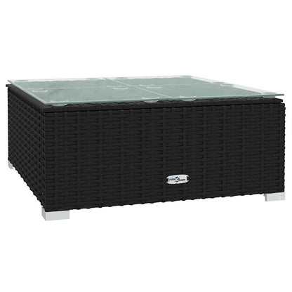 10 Piece Patio Lounge Set with Cushions Poly Rattan Black