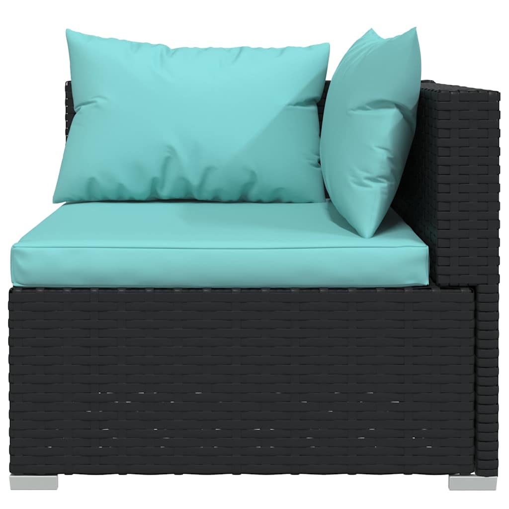 11 Piece Patio Lounge Set with Cushions Poly Rattan Black