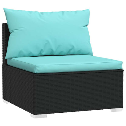 11 Piece Patio Lounge Set with Cushions Poly Rattan Black