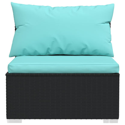 11 Piece Patio Lounge Set with Cushions Poly Rattan Black