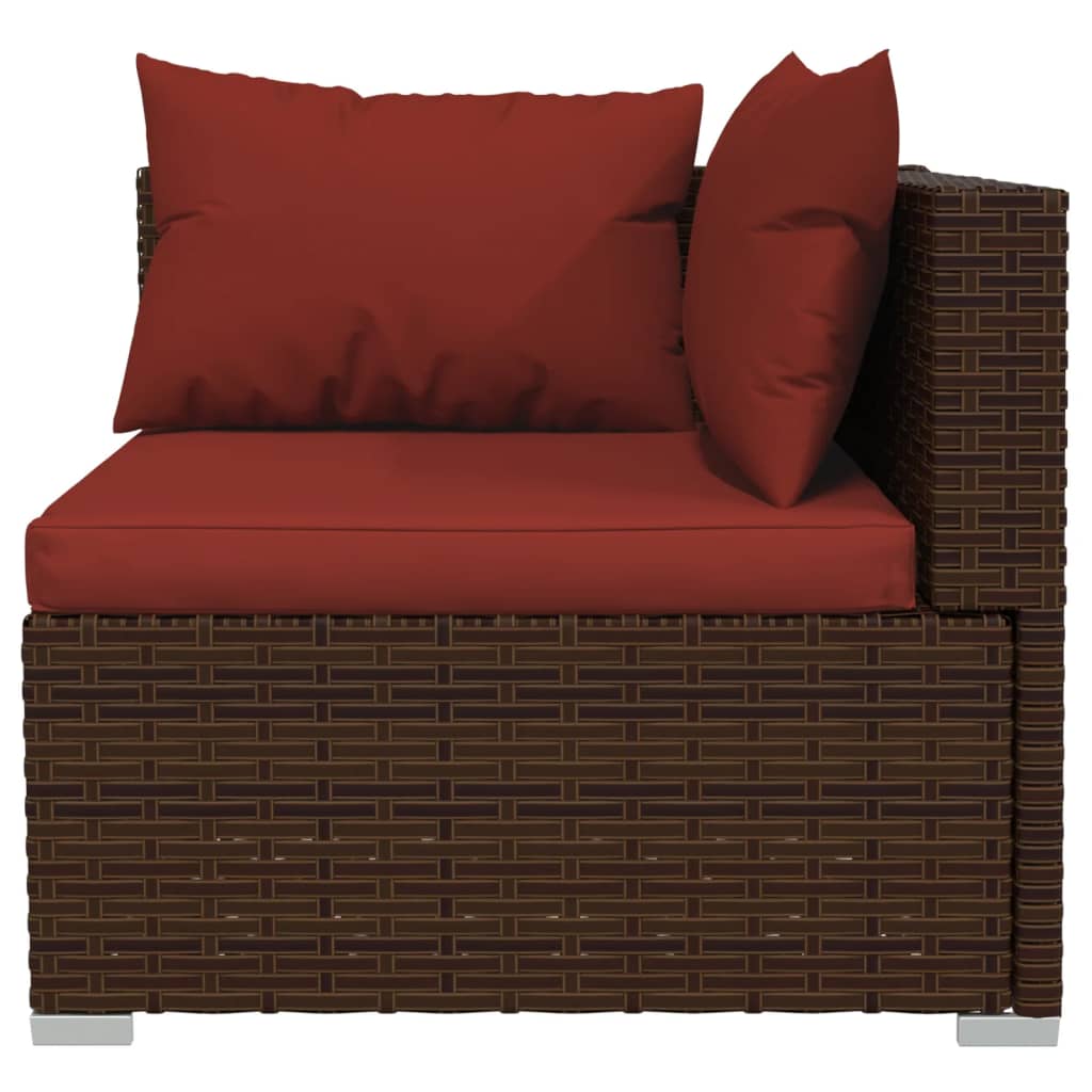 9 Piece Patio Lounge Set with Cushions Poly Rattan Brown