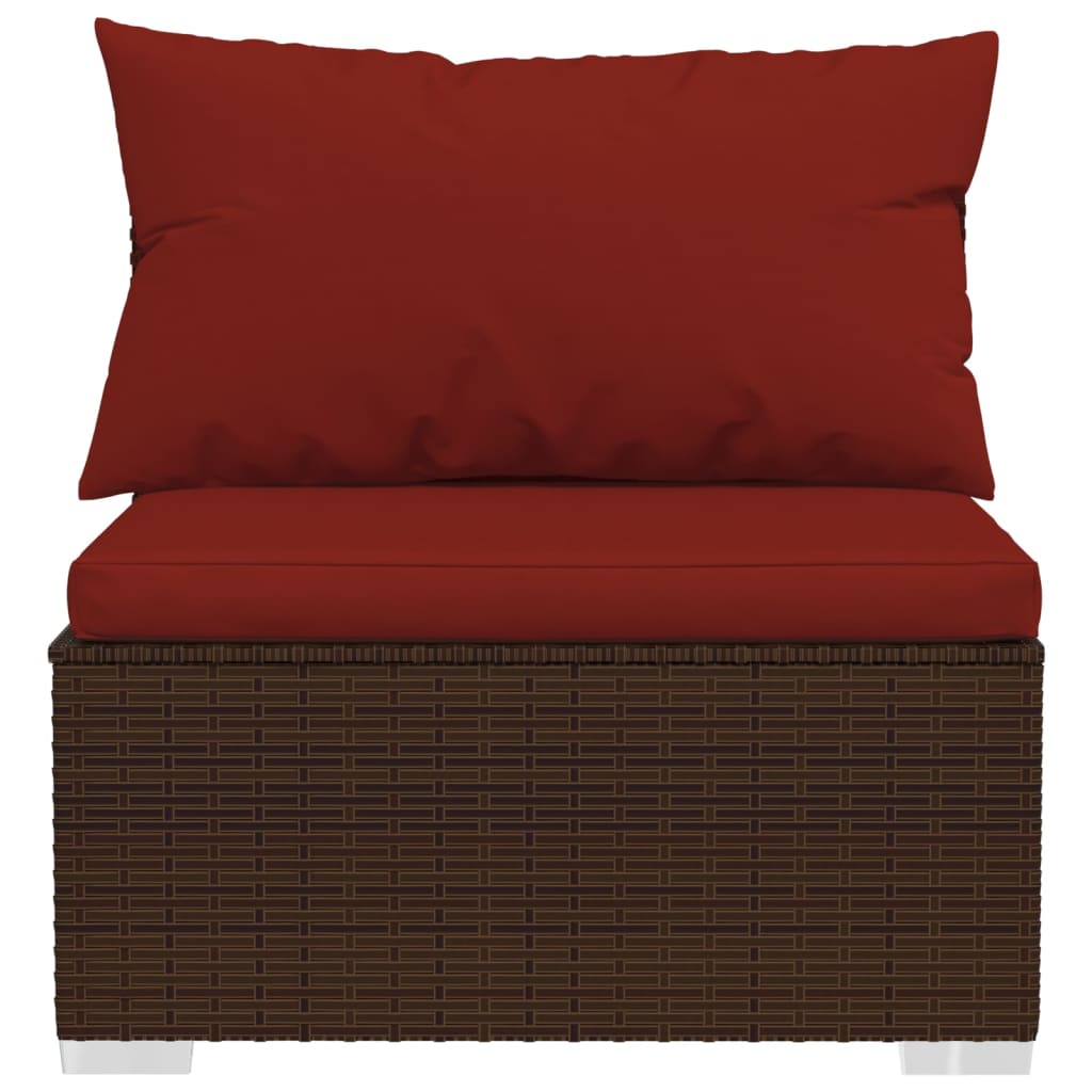 14 Piece Patio Lounge Set with Cushions Brown Poly Rattan