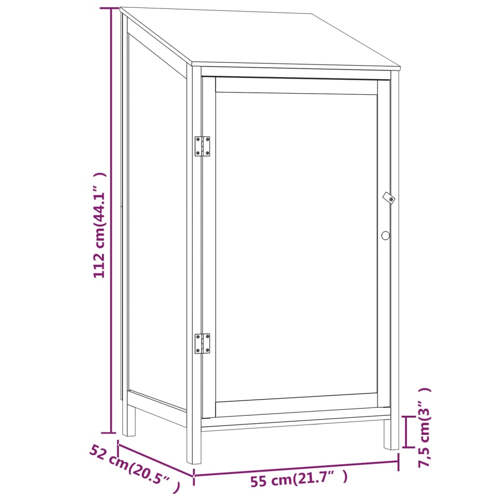 Garden Shed White 55x52x112 cm Solid Wood Fir