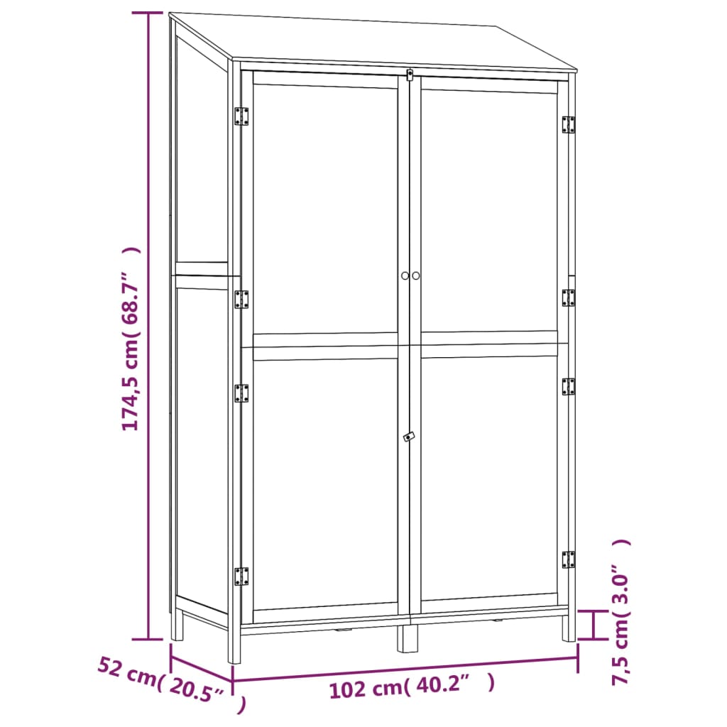 Garden Shed Brown 102x52x174.5 cm Solid Wood Fir