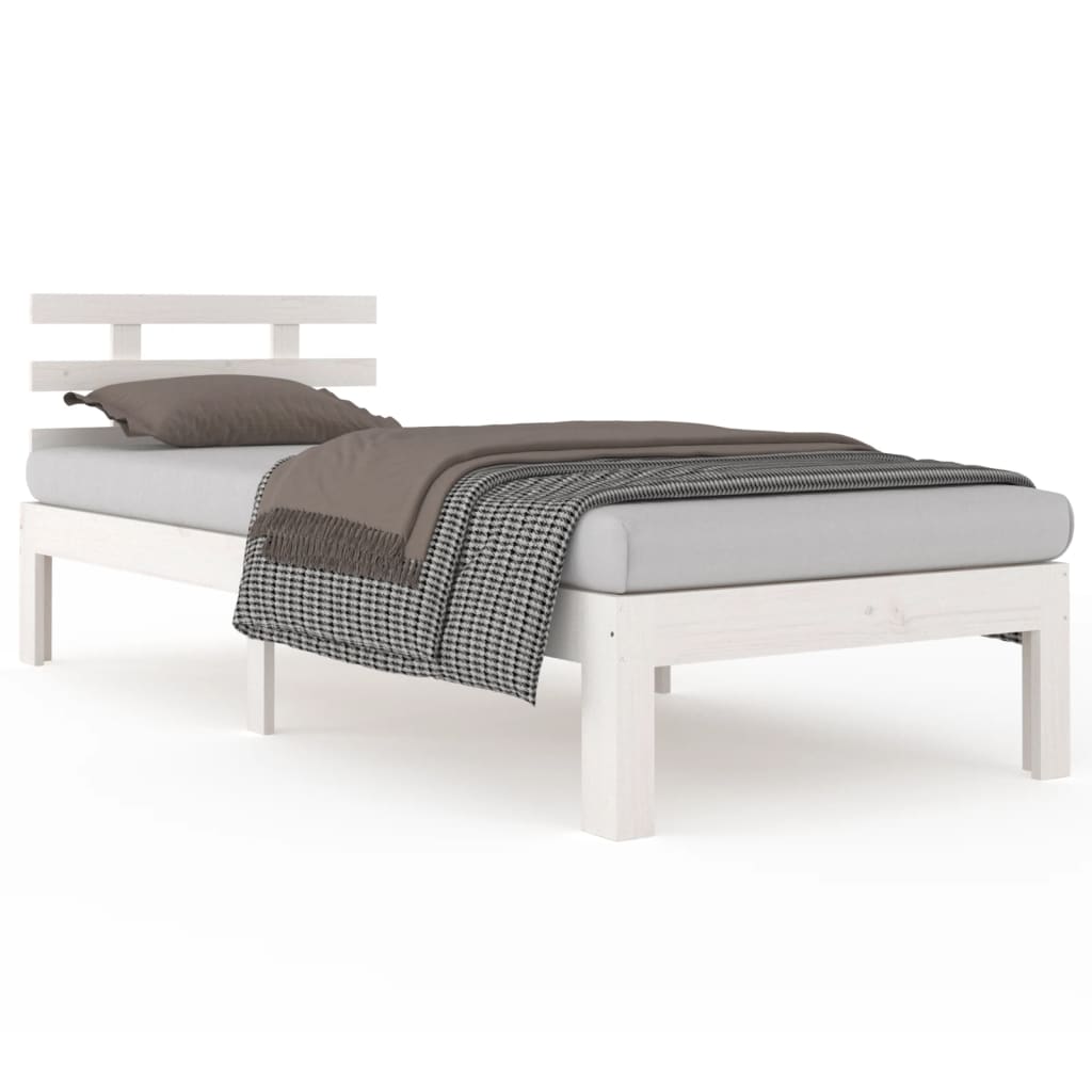 Bed Frame | White | Solid pinewood, Plywood | Single
