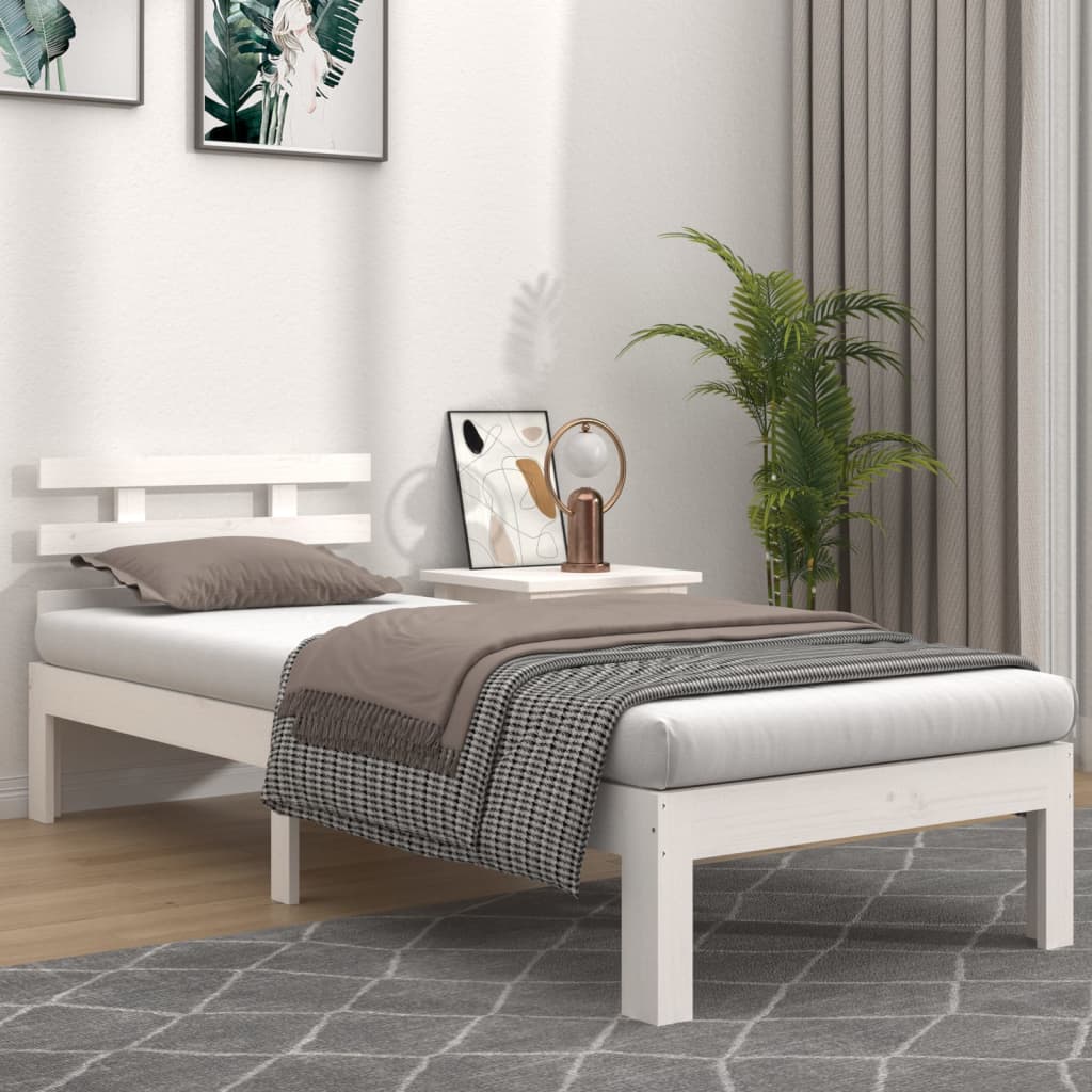 Bed Frame | White | Solid pinewood, Plywood | Single