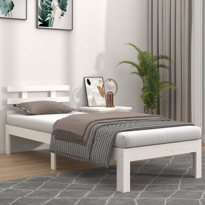 Bed Frame | White | Solid Pine Wood | Single | Durable | Bed Frame