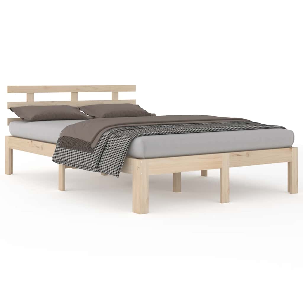 Bed Frame | Natural Wood | Solid Pine Wood, Plywood | Double | Durable