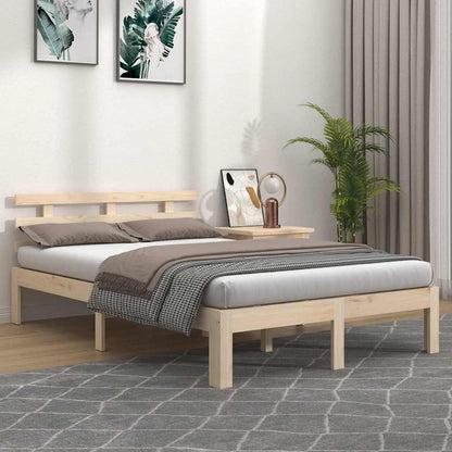 Bed Frame | Natural Wood | Solid Pine Wood, Plywood | Double | Durable