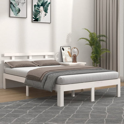 Bed Frame | White | Solid Pine Wood | 140x200 cm | Modern | Bed Frame