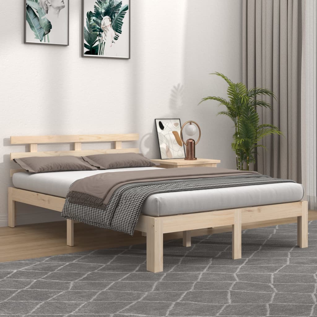 Bed Frame | Natural Wood | Solid pine wood | King Size | Durable