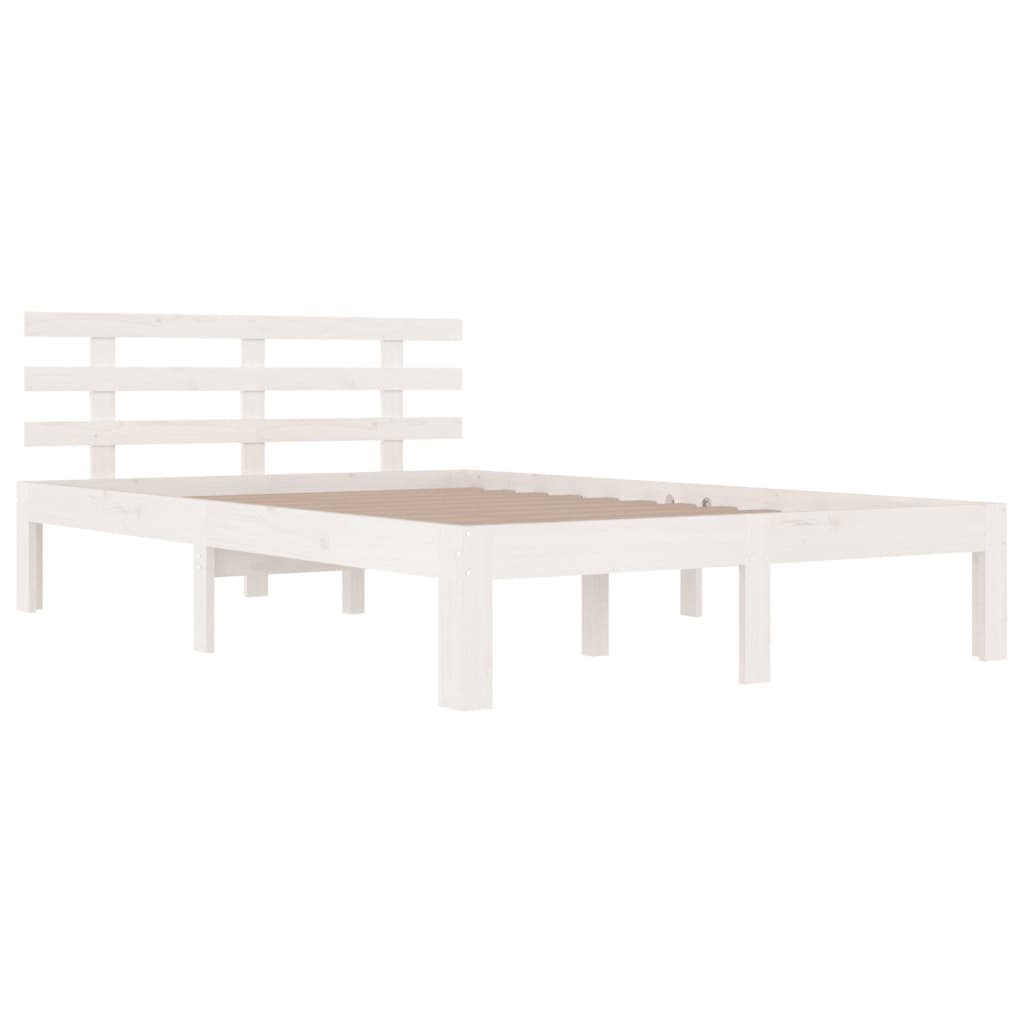 Bed Frame | White | Solid pine wood | 200 x 200 cm | Durable | Bed Frame