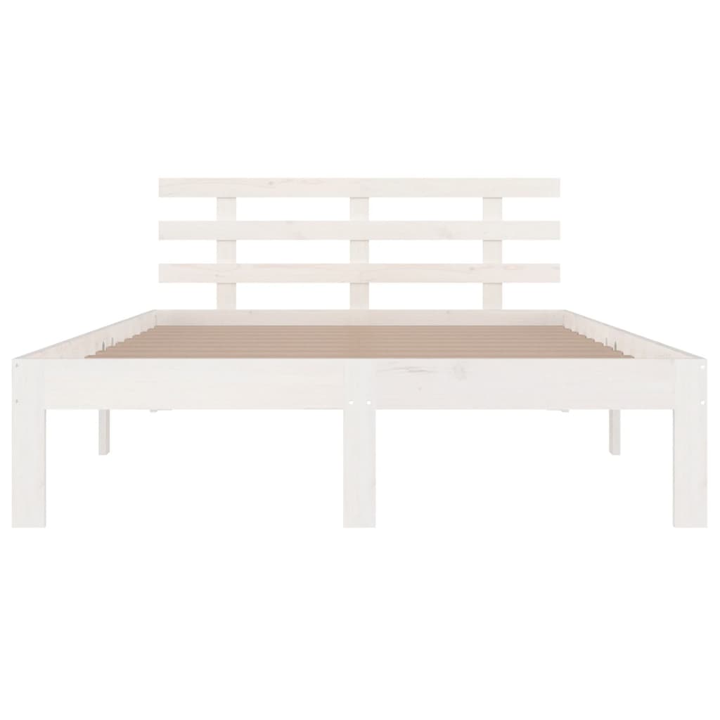 Bed Frame | White | Solid pine wood | 200 x 200 cm | Durable | Bed Frame