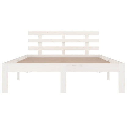 Bed Frame | White | Solid pine wood | 200 x 200 cm | Durable | Bed Frame