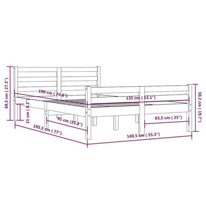 Bed Frame without Mattress Solid Wood 135x190 cm Double Double