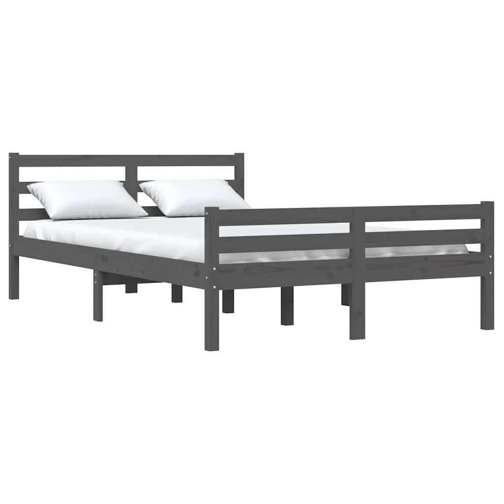 Bed Frame | Grey | Solid pinewood, plywood | 140x190 cm mattress fit