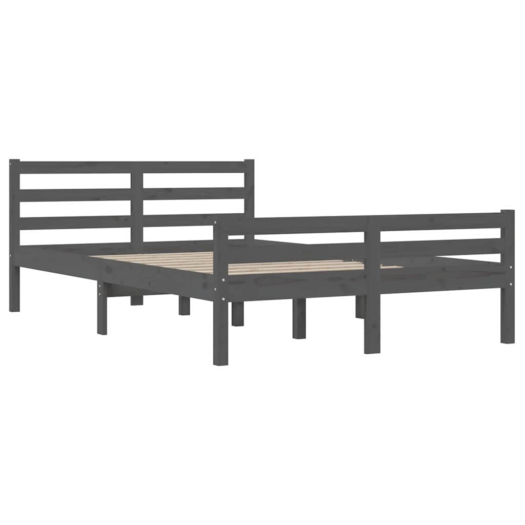 Bed Frame | Grey | Solid pinewood, plywood | 140x190 cm mattress fit