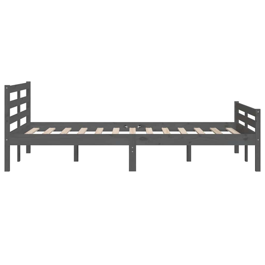 Bed Frame | Grey | Solid pinewood, plywood | 140x190 cm mattress fit