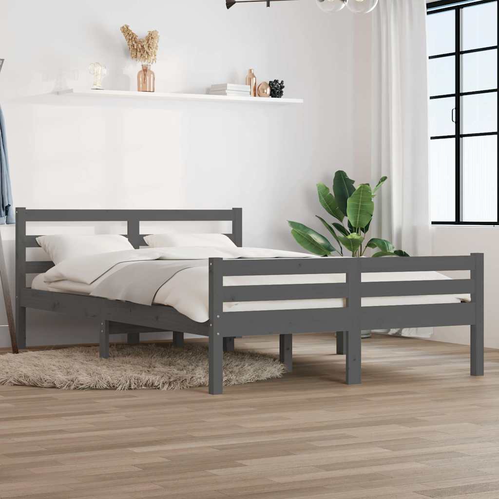 Bed Frame | Grey | Solid pinewood, plywood | 140x190 cm mattress fit