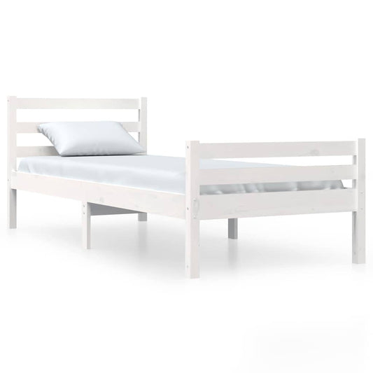 Bed Frame without Mattress White Solid Wood 100x200 cm