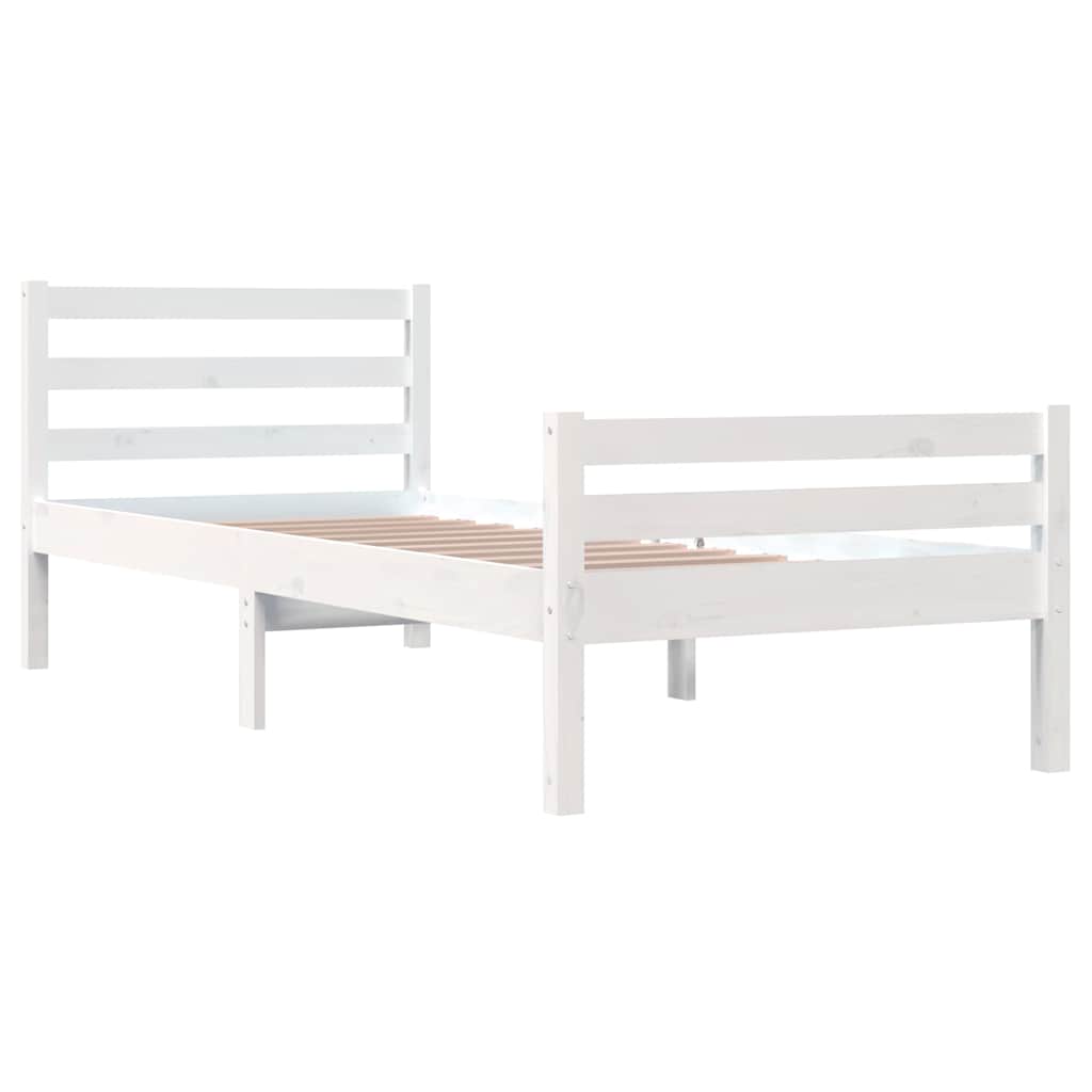 Bed Frame | White | Solid pine wood, Plywood | Single | Durable