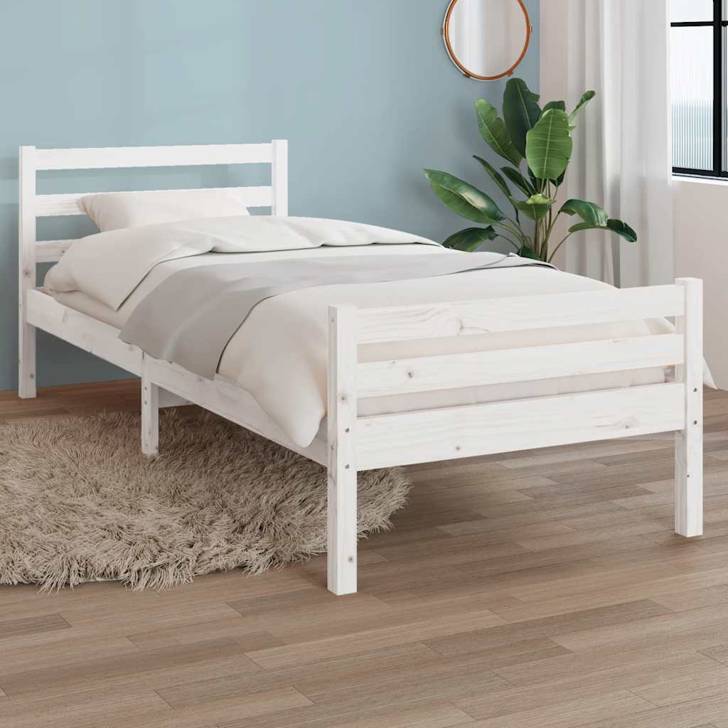 Bed Frame | White | Solid pine wood, Plywood | Single | Durable