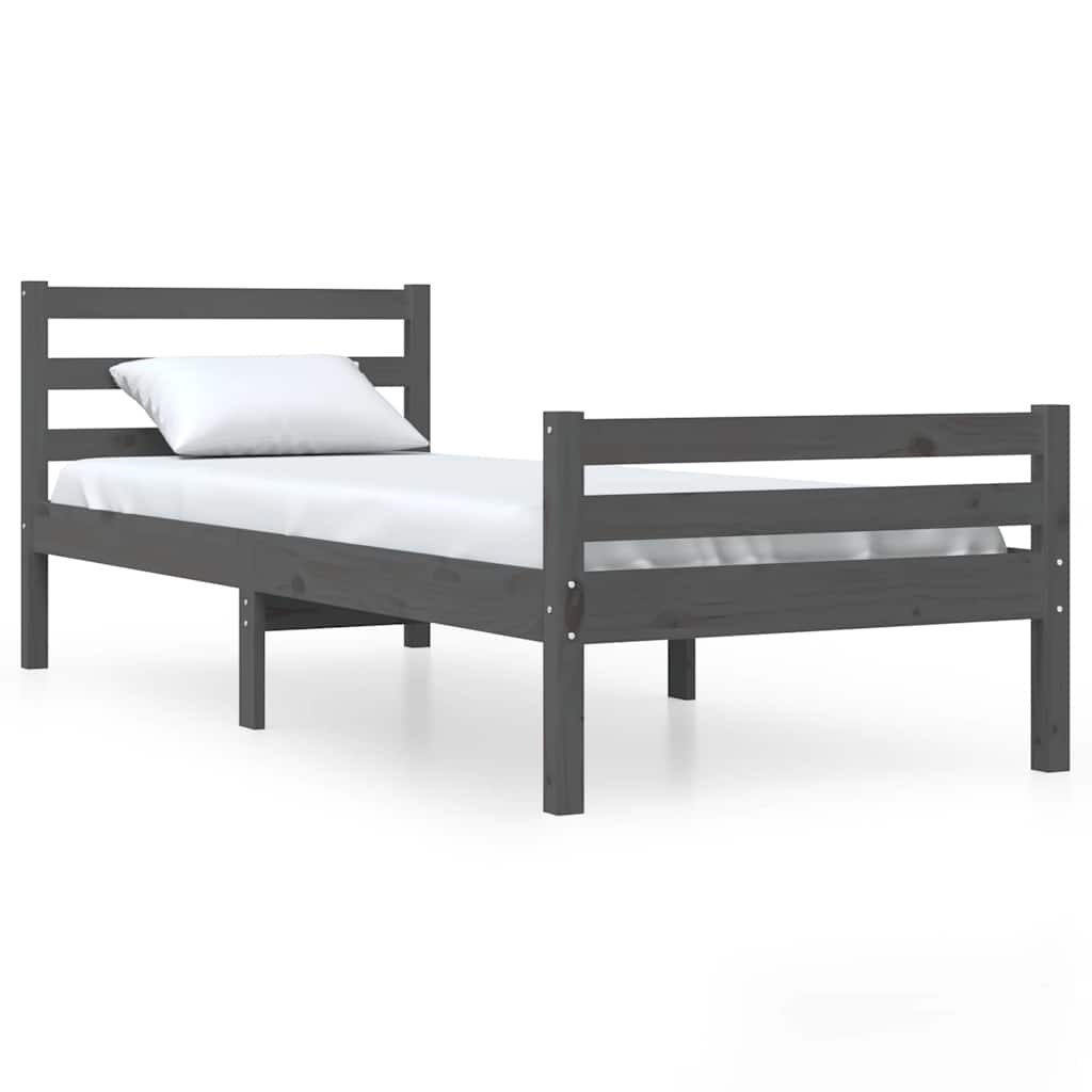 Bed Frame | Grey | Solid pine wood, Plywood slats | Single size | Durable