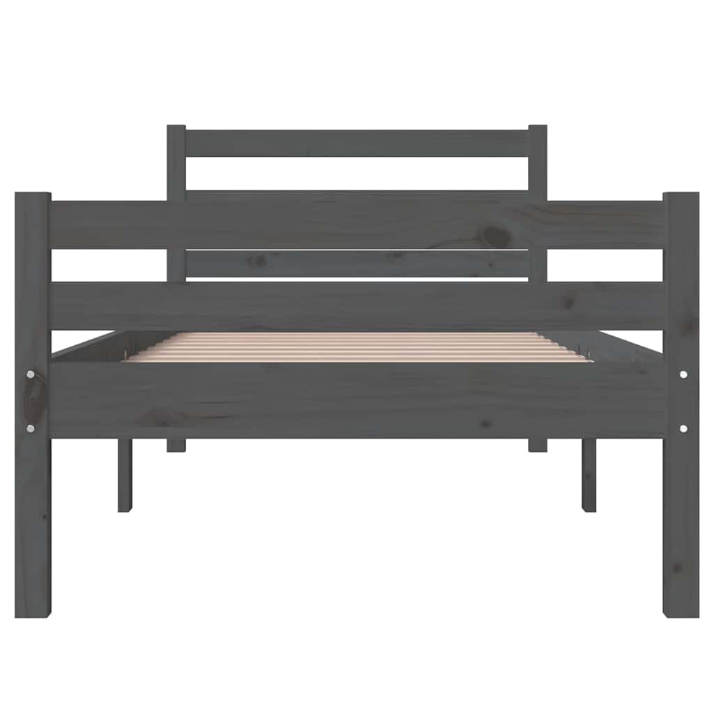 Bed Frame | Grey | Solid pine wood, Plywood slats | Single size | Durable