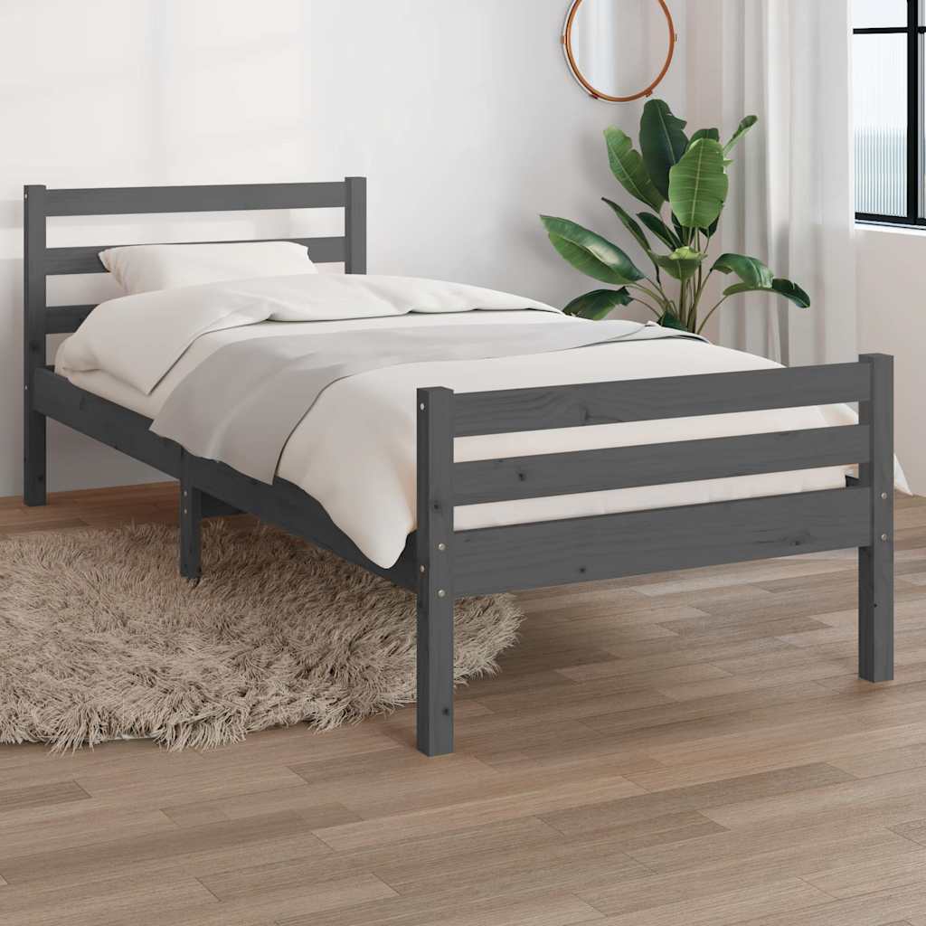 Bed Frame | Grey | Solid pine wood, Plywood slats | Single size | Durable