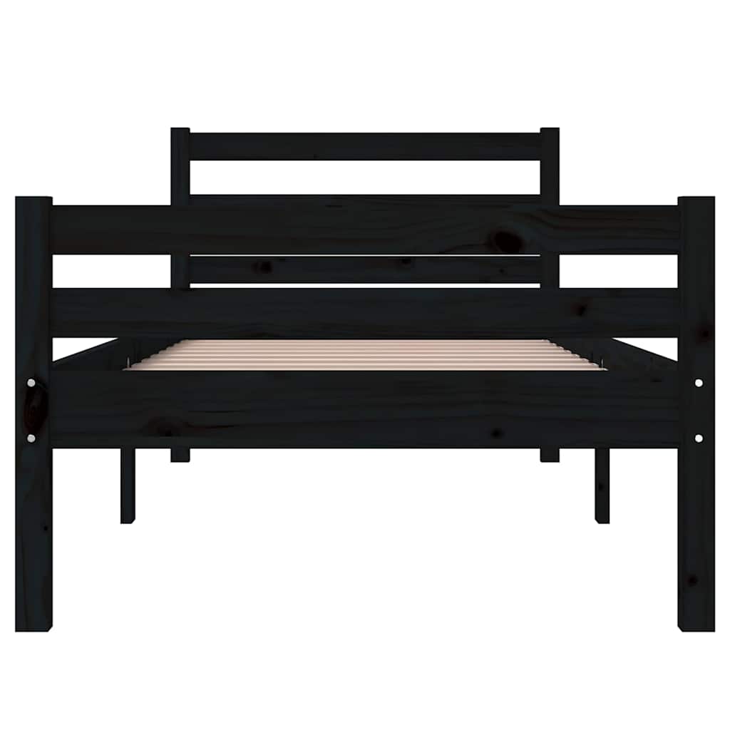 Bed Frame | Black | Solid Pine Wood, Plywood | Single | Durable