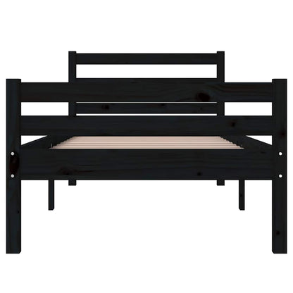 Bed Frame | Black | Solid Pine Wood, Plywood | Single | Durable