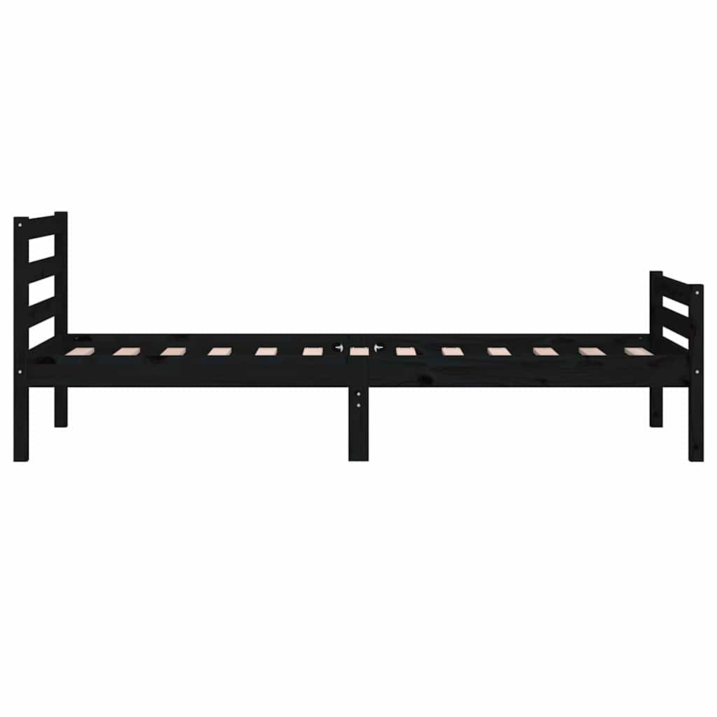 Bed Frame | Black | Solid Pine Wood, Plywood | Single | Durable