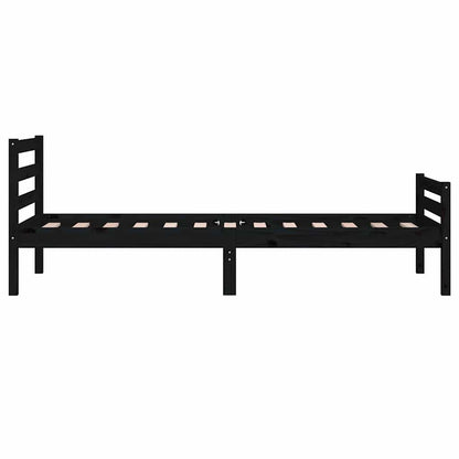 Bed Frame | Black | Solid Pine Wood, Plywood | Single | Durable