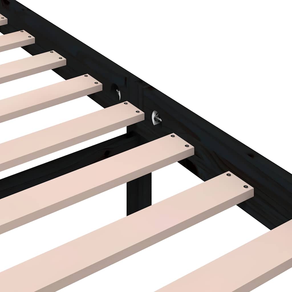 Bed Frame | Black | Solid Pine Wood, Plywood | Single | Durable