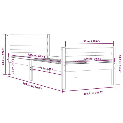 Bed Frame | Black | Solid Pine Wood, Plywood | Single | Durable