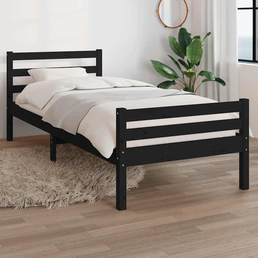 Bed Frame without Mattress Black Solid Wood 100x200 cm