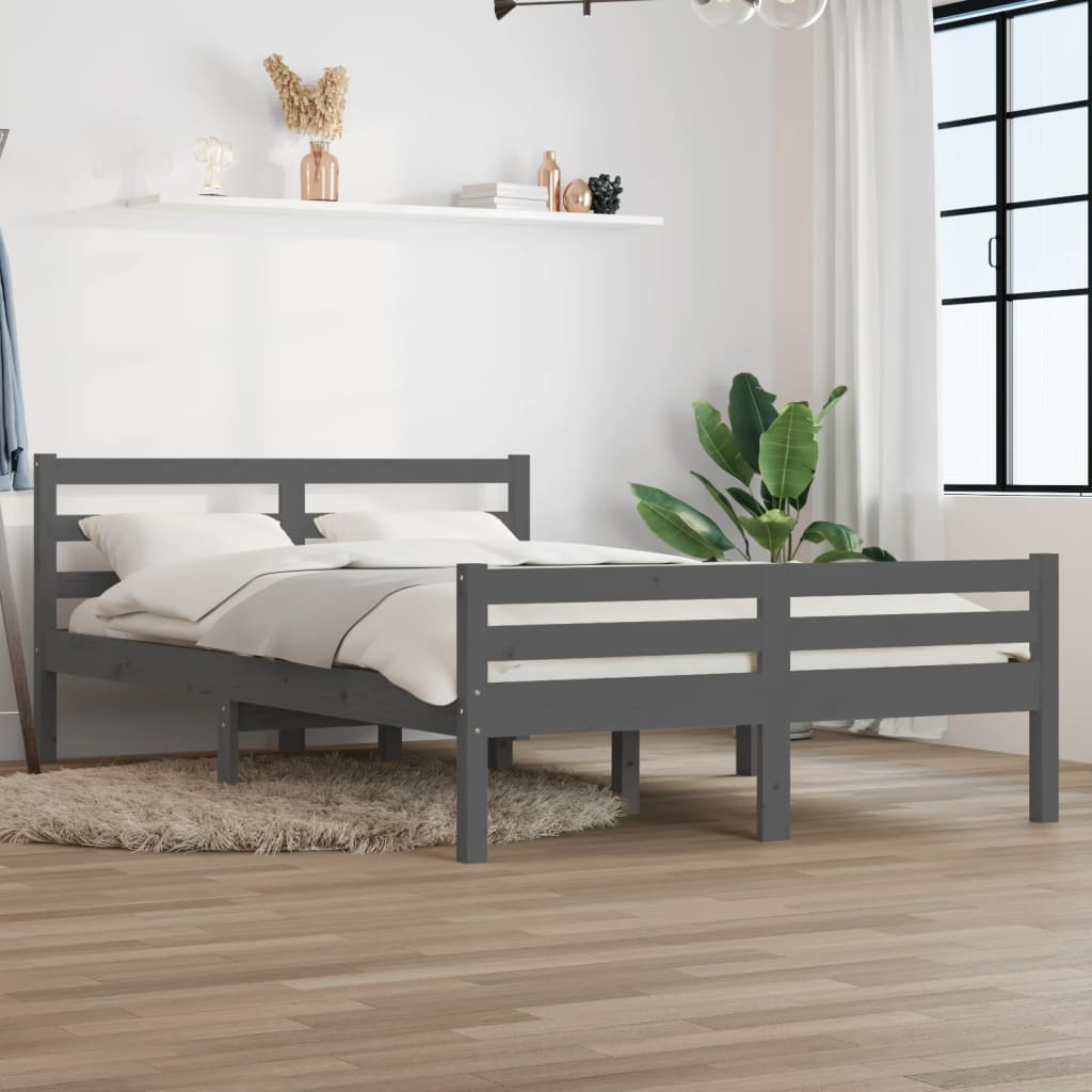 Bed Frame without Mattress Grey Solid Wood 120x200 cm