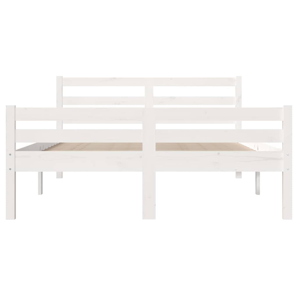 Bed Frame without Mattress White Solid Wood 140x200 cm