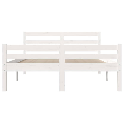 Bed Frame without Mattress White Solid Wood 140x200 cm