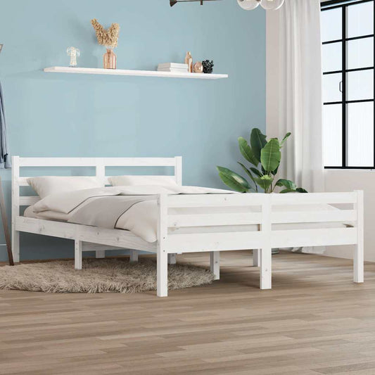 Bed Frame | White | Solid pine wood, Plywood | King Size | Durable