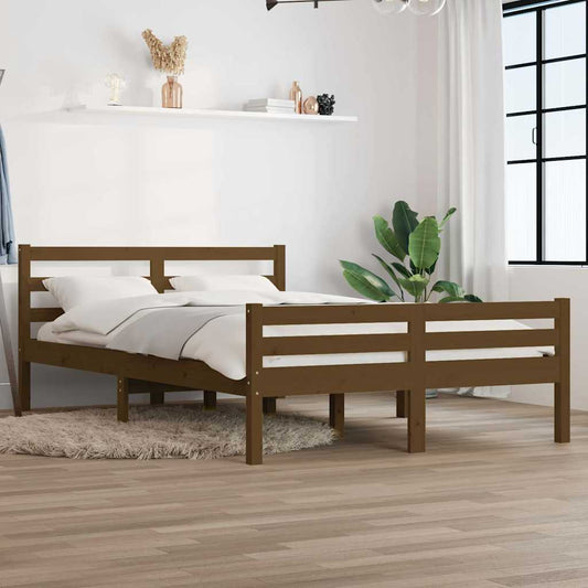 Bed Frame | Honey brown | Solid pinewood, plywood | King | Bed Frame