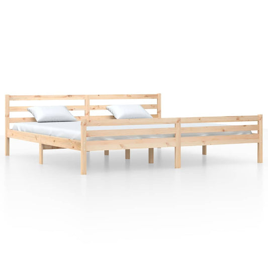 Bed Frame | Natural wood | Solid pine wood | 200x200 cm | Bed Frame