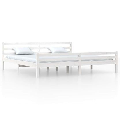 Bed Frame | White | Solid Pine Wood, Plywood | Double | Modern