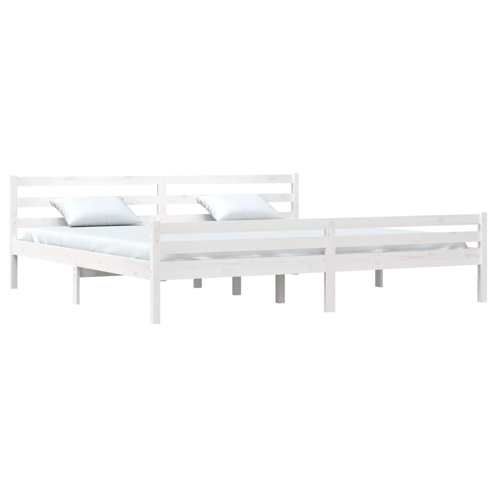 Bed Frame | White | Solid Pine Wood, Plywood | Double | Modern