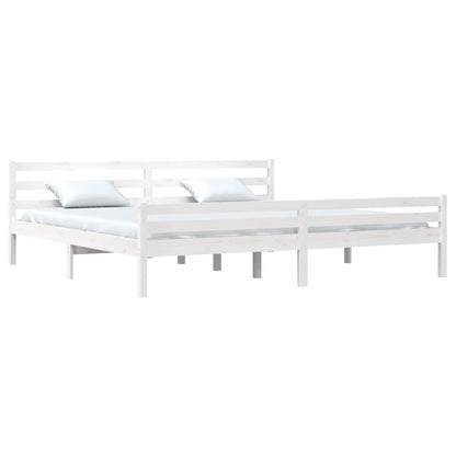 Bed Frame | White | Solid Pine Wood, Plywood | Double | Modern