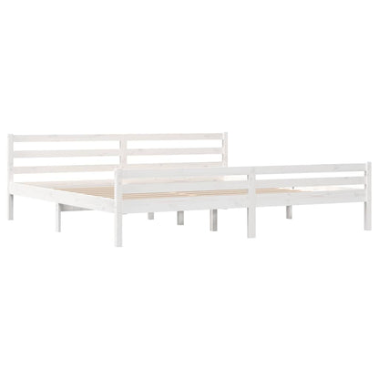 Bed Frame | White | Solid Pine Wood, Plywood | Double | Modern